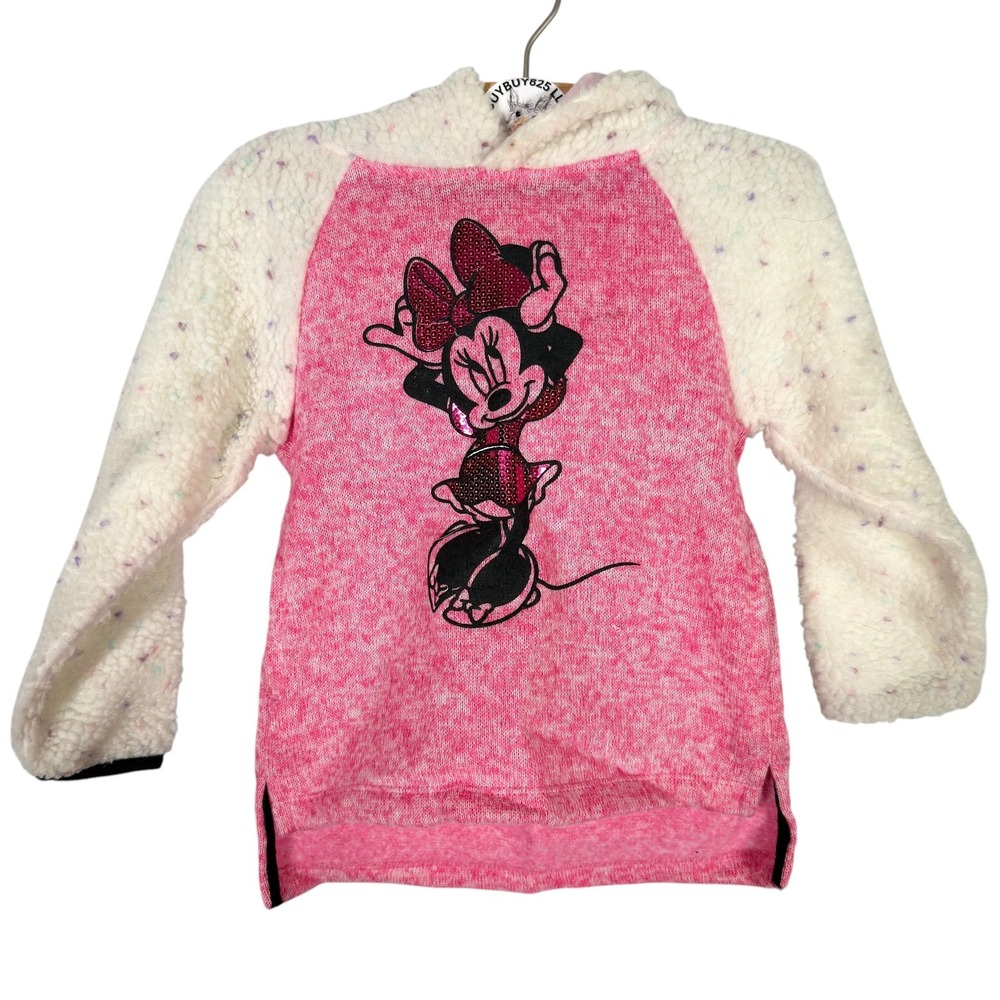 Disney Junior Minnie Mouse Sherpa Sleeve Hoodie 3T Pink